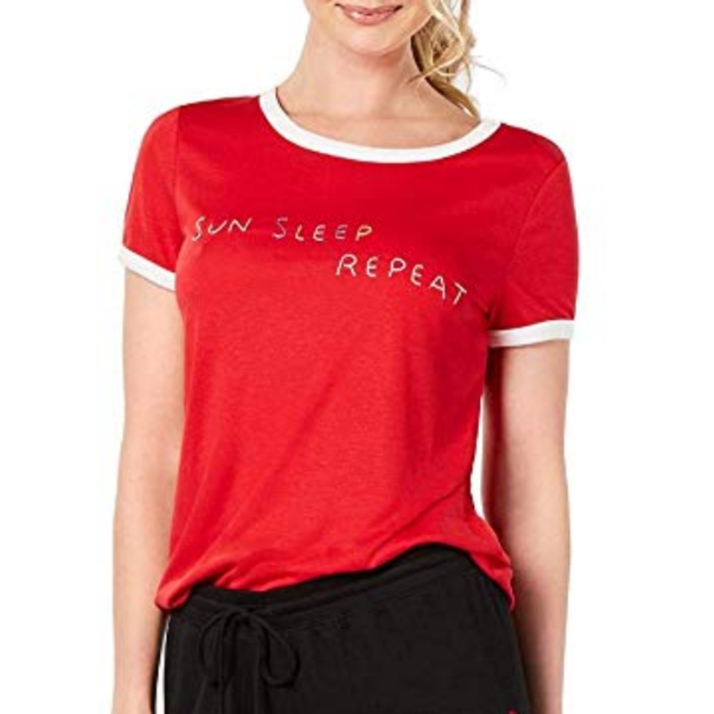 Jenni red sleep comfy t -shirt pajamas top xs.